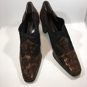 J.Renee Ankle Shoe Boot Snakeskin Brown Size 9